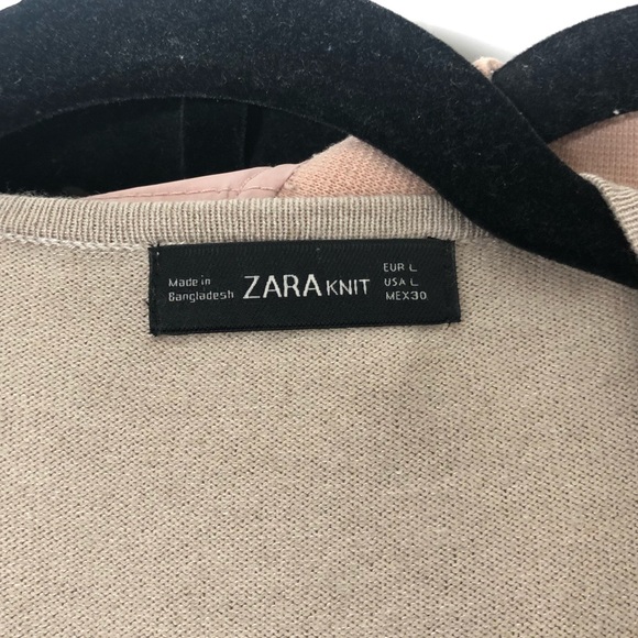 Zara Knit Nude Black Faux Suede Cardigan - Picture 7 of 7